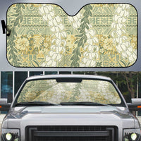 Vintage Puakenikeni and Maile Lei Auto Sun Shade Hawaiian Style Tribal Tapa Double Strand Lei LT9 Vintage - Polynesian Pride