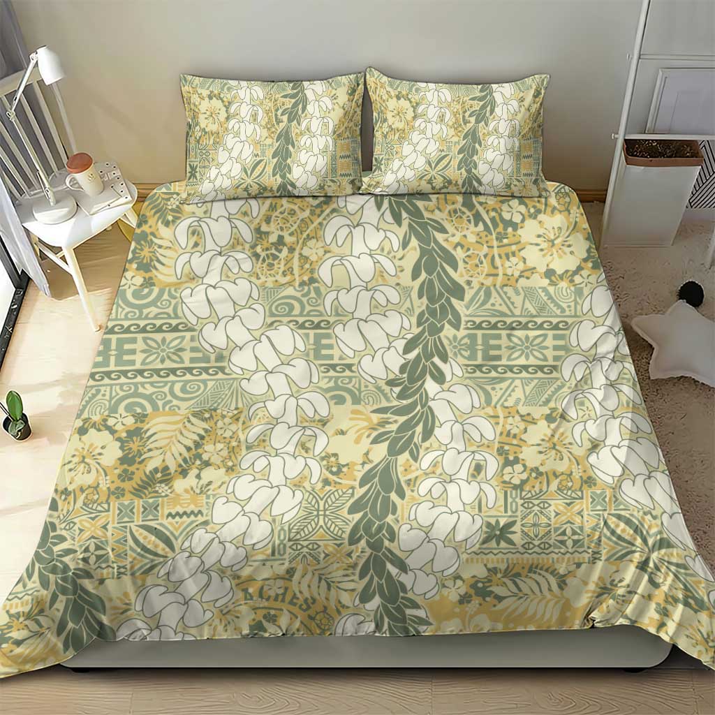 Vintage Puakenikeni and Maile Lei Bedding Set Hawaiian Style Tribal Tapa Double Strand Lei LT9 - Polynesian Pride