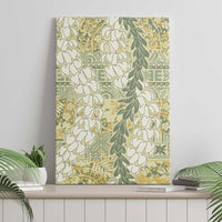Vintage Puakenikeni and Maile Lei Canvas Wall Art Hawaiian Style Tribal Tapa Double Strand Lei LT9 - Polynesian Pride