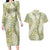Vintage Puakenikeni and Maile Lei Couples Matching Long Sleeve Bodycon Dress and Hawaiian Shirt Hawaiian Style Tribal Tapa Double Strand Lei