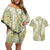 Vintage Puakenikeni and Maile Lei Couples Matching Off Shoulder Short Dress and Hawaiian Shirt Hawaiian Style Tribal Tapa Double Strand Lei