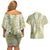 Vintage Puakenikeni and Maile Lei Couples Matching Off Shoulder Short Dress and Hawaiian Shirt Hawaiian Style Tribal Tapa Double Strand Lei