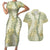 Vintage Puakenikeni and Maile Lei Couples Matching Short Sleeve Bodycon Dress and Hawaiian Shirt Hawaiian Style Tribal Tapa Double Strand Lei