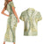 Vintage Puakenikeni and Maile Lei Couples Matching Short Sleeve Bodycon Dress and Hawaiian Shirt Hawaiian Style Tribal Tapa Double Strand Lei