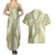 Vintage Puakenikeni and Maile Lei Couples Matching Summer Maxi Dress and Hawaiian Shirt Hawaiian Style Tribal Tapa Double Strand Lei