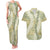 Vintage Puakenikeni and Maile Lei Couples Matching Tank Maxi Dress and Hawaiian Shirt Hawaiian Style Tribal Tapa Double Strand Lei