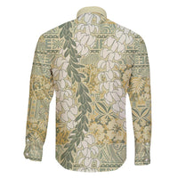 Vintage Puakenikeni and Maile Lei Family Matching Long Sleeve Bodycon Dress and Hawaiian Shirt Hawaiian Style Tribal Tapa Double Strand Lei LT9 - Polynesian Pride
