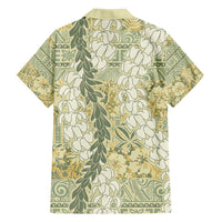Vintage Puakenikeni and Maile Lei Family Matching Puletasi and Hawaiian Shirt Hawaiian Style Tribal Tapa Double Strand Lei LT9 - Polynesian Pride