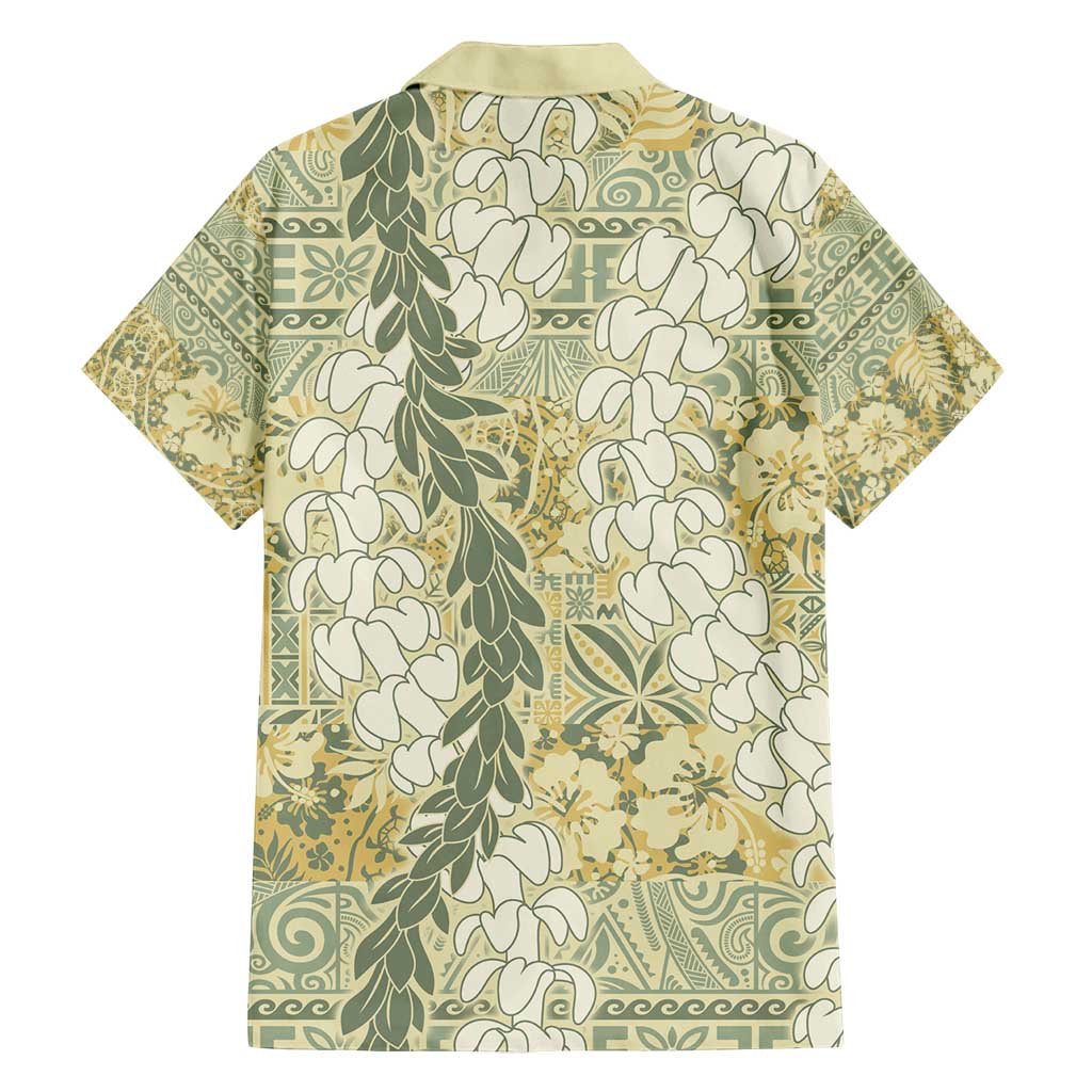 Vintage Puakenikeni and Maile Lei Family Matching Summer Maxi Dress and Hawaiian Shirt Hawaiian Style Tribal Tapa Double Strand Lei LT9 - Polynesian Pride
