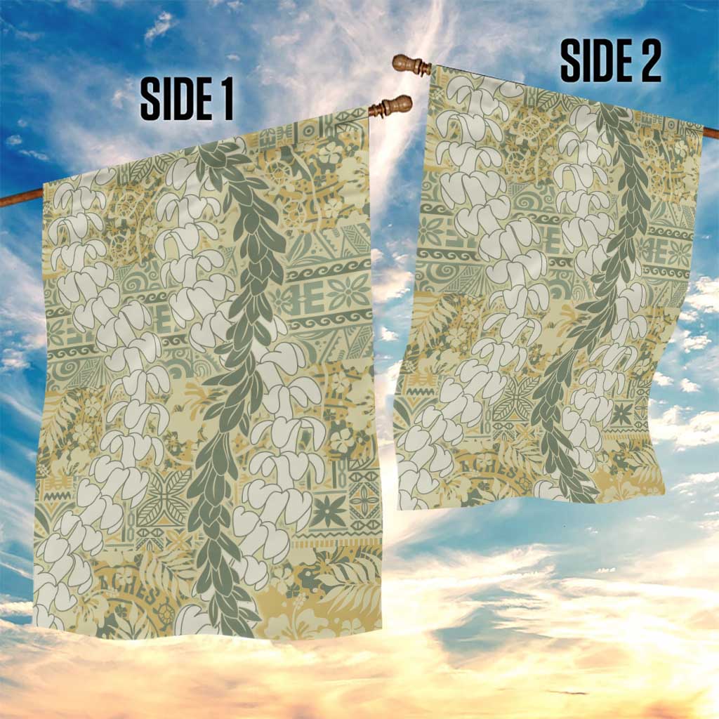 Vintage Puakenikeni and Maile Lei Garden Flag Hawaiian Style Tribal Tapa Double Strand Lei LT9 - Polynesian Pride