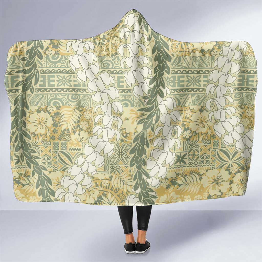 Vintage Puakenikeni and Maile Lei Hooded Blanket Hawaiian Style Tribal Tapa Double Strand Lei LT9 One Size Vintage - Polynesian Pride
