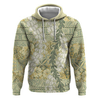 Vintage Puakenikeni and Maile Lei Hoodie Hawaiian Style Tribal Tapa Double Strand Lei LT9 Pullover Hoodie Vintage - Polynesian Pride