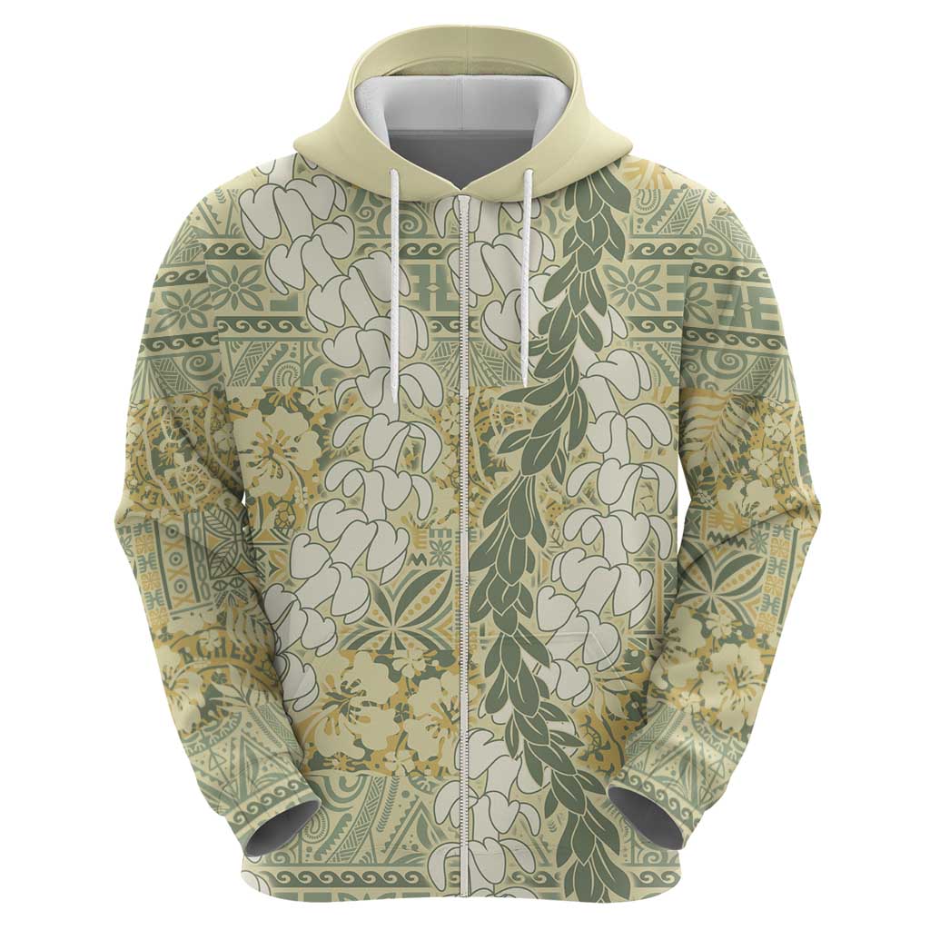 Vintage Puakenikeni and Maile Lei Hoodie Hawaiian Style Tribal Tapa Double Strand Lei LT9 - Polynesian Pride