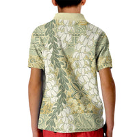Vintage Puakenikeni and Maile Lei Kid Polo Shirt Hawaiian Style Tribal Tapa Double Strand Lei LT9 - Polynesian Pride
