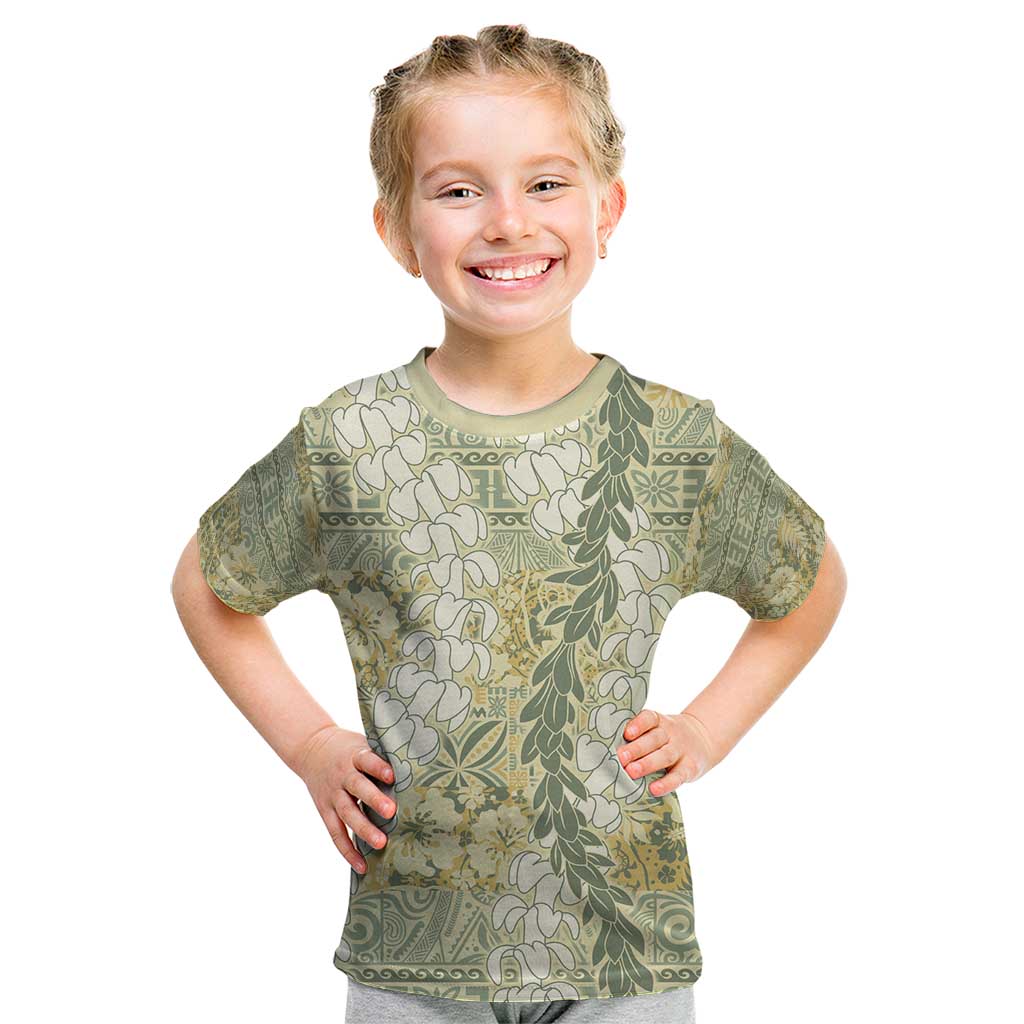 Vintage Puakenikeni and Maile Lei Kid T Shirt Hawaiian Style Tribal Tapa Double Strand Lei LT9 Vintage - Polynesian Pride