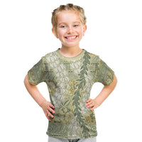 Vintage Puakenikeni and Maile Lei Kid T Shirt Hawaiian Style Tribal Tapa Double Strand Lei LT9 Vintage - Polynesian Pride