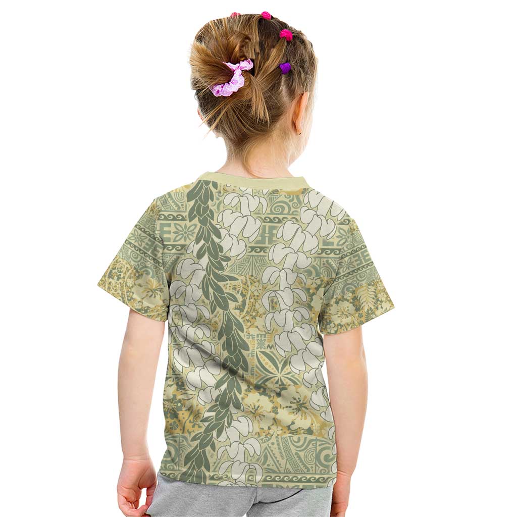Vintage Puakenikeni and Maile Lei Kid T Shirt Hawaiian Style Tribal Tapa Double Strand Lei LT9 - Polynesian Pride