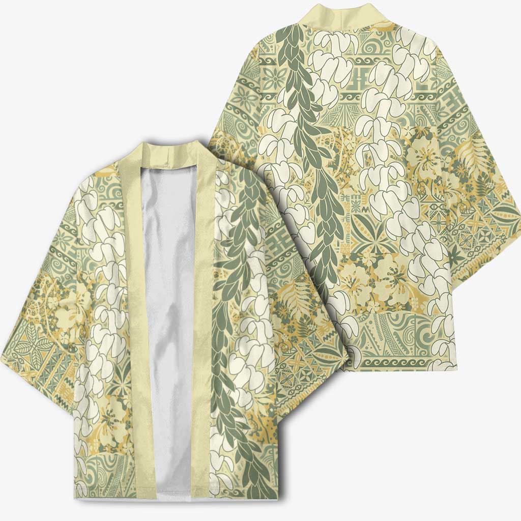 Vintage Puakenikeni and Maile Lei Kimono Hawaiian Style Tribal Tapa Double Strand Lei LT9 - Polynesian Pride