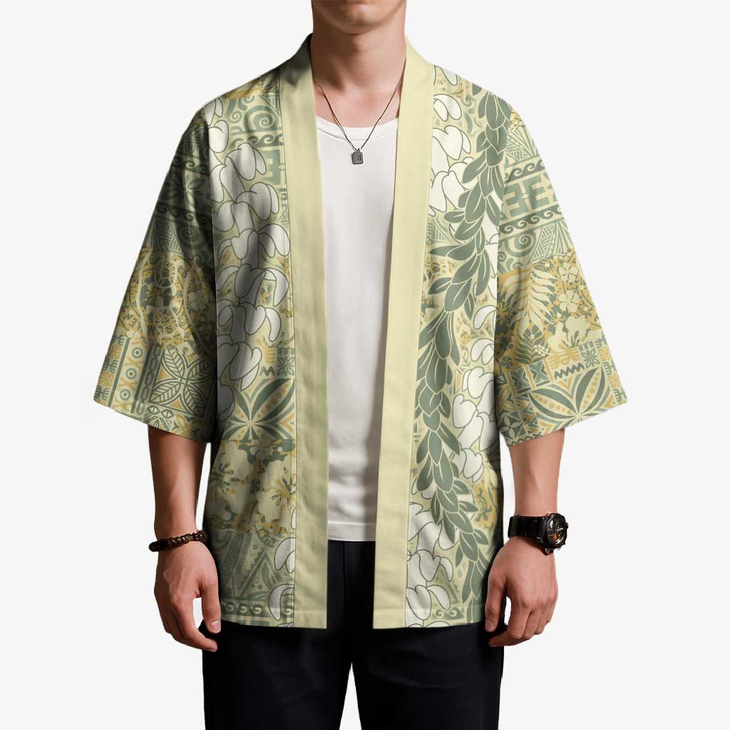 Vintage Puakenikeni and Maile Lei Kimono Hawaiian Style Tribal Tapa Double Strand Lei LT9 - Polynesian Pride