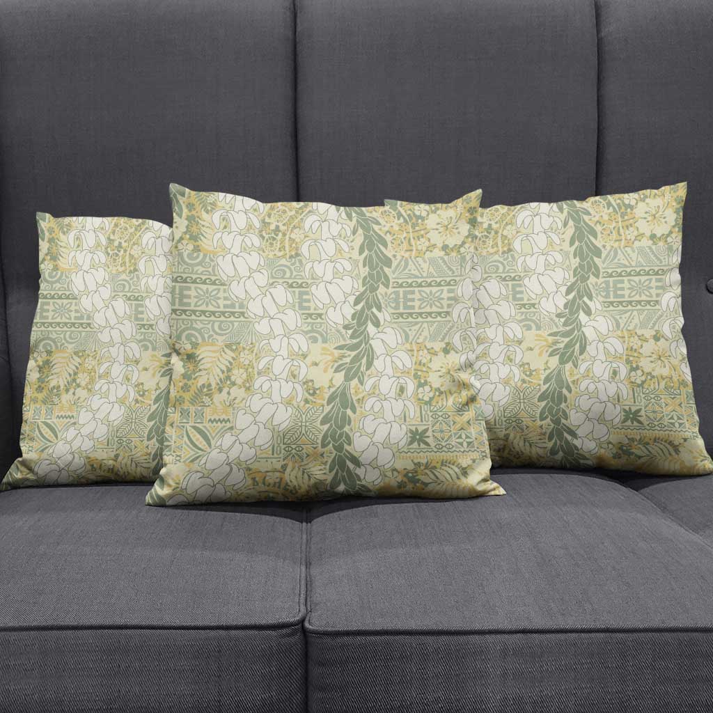 Vintage Puakenikeni and Maile Lei Pillow Cover Hawaiian Style Tribal Tapa Double Strand Lei LT9 - Polynesian Pride