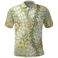 Vintage Puakenikeni and Maile Lei Polo Shirt Hawaiian Style Tribal Tapa Double Strand Lei LT9 Vintage - Polynesian Pride
