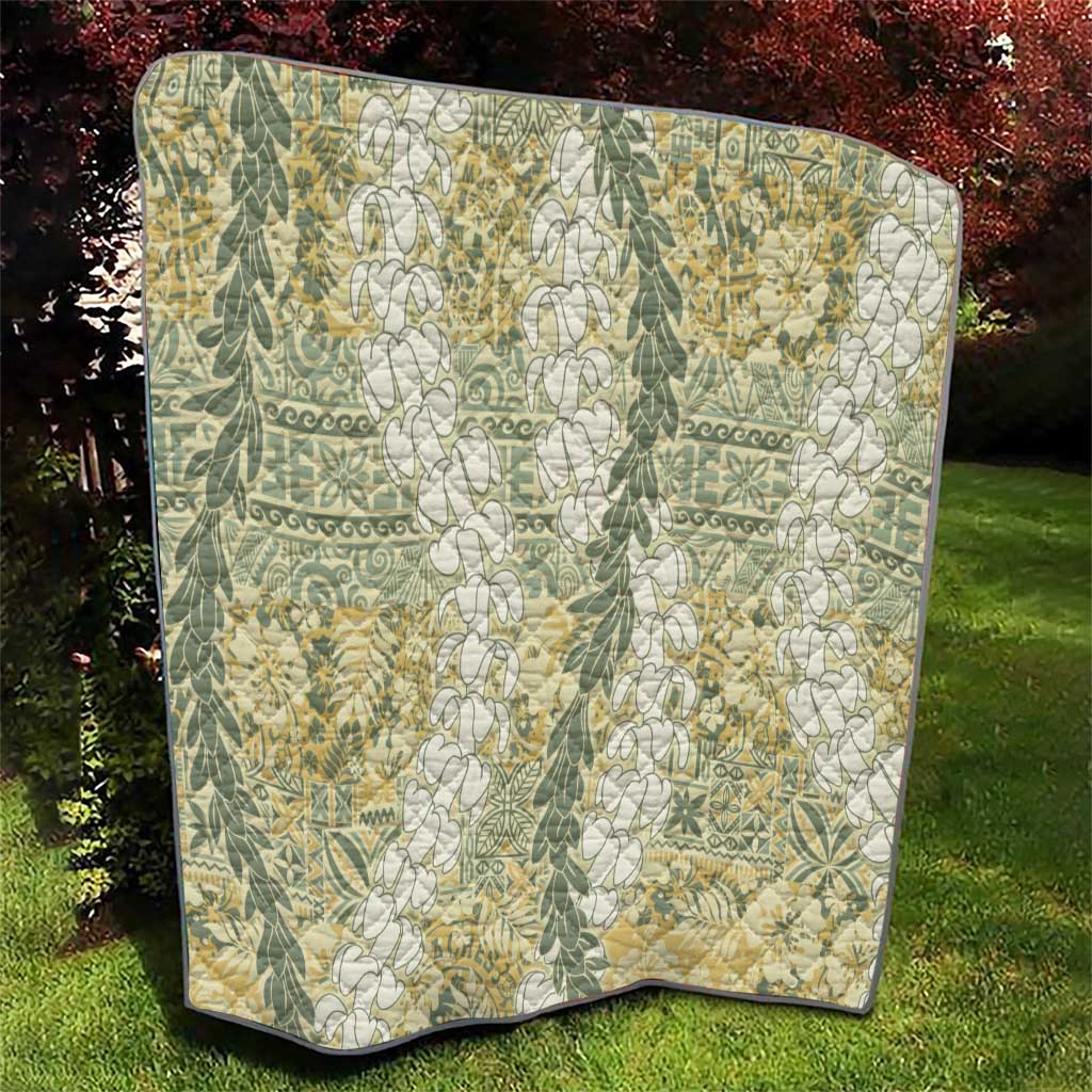 Vintage Puakenikeni and Maile Lei Quilt Hawaiian Style Tribal Tapa Double Strand Lei LT9 - Polynesian Pride