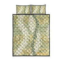 Vintage Puakenikeni and Maile Lei Quilt Bed Set Hawaiian Style Tribal Tapa Double Strand Lei LT9 - Polynesian Pride