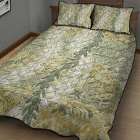 Vintage Puakenikeni and Maile Lei Quilt Bed Set Hawaiian Style Tribal Tapa Double Strand Lei LT9 - Polynesian Pride