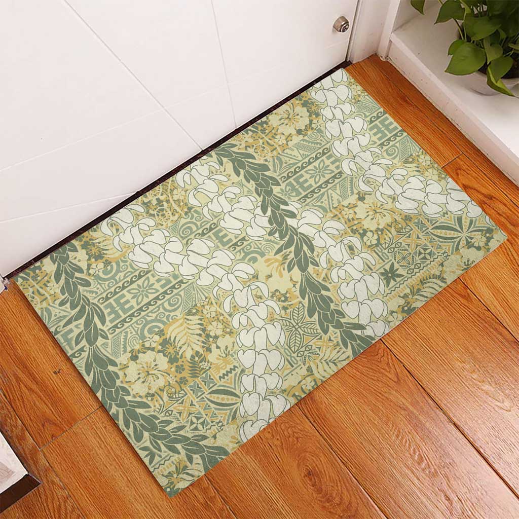 Vintage Puakenikeni and Maile Lei Rubber Doormat Hawaiian Style Tribal Tapa Double Strand Lei LT9 - Polynesian Pride