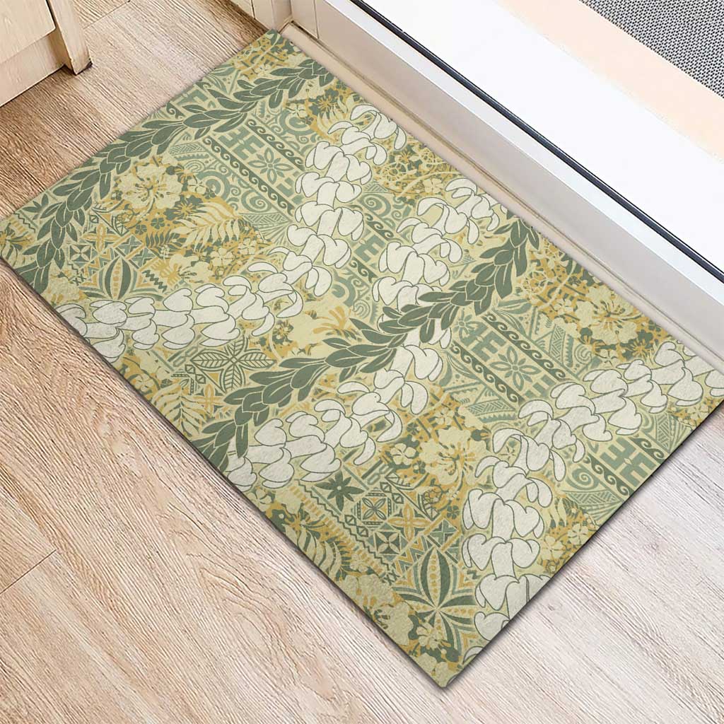 Vintage Puakenikeni and Maile Lei Rubber Doormat Hawaiian Style Tribal Tapa Double Strand Lei LT9 - Polynesian Pride