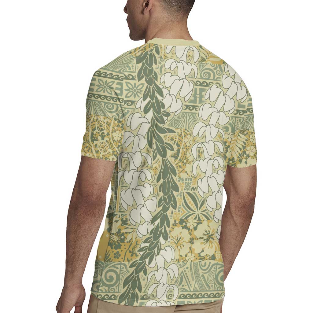 Vintage Puakenikeni and Maile Lei Rugby Jersey Hawaiian Style Tribal Tapa Double Strand Lei LT9 - Polynesian Pride