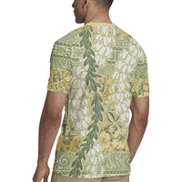 Vintage Puakenikeni and Maile Lei Rugby Jersey Hawaiian Style Tribal Tapa Double Strand Lei LT9 - Polynesian Pride