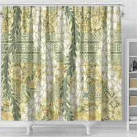 Vintage Puakenikeni and Maile Lei Shower Curtain Hawaiian Style Tribal Tapa Double Strand Lei LT9 - Polynesian Pride