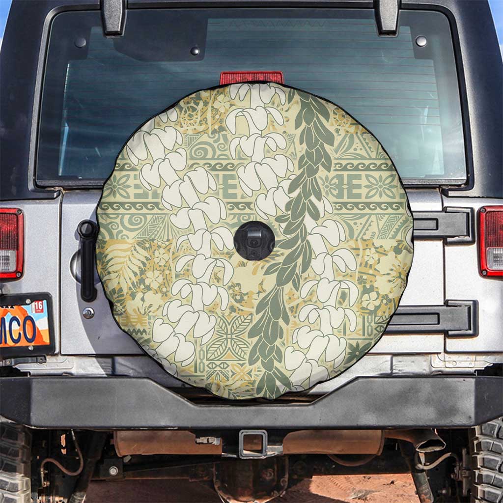 Vintage Puakenikeni and Maile Lei Spare Tire Cover Hawaiian Style Tribal Tapa Double Strand Lei