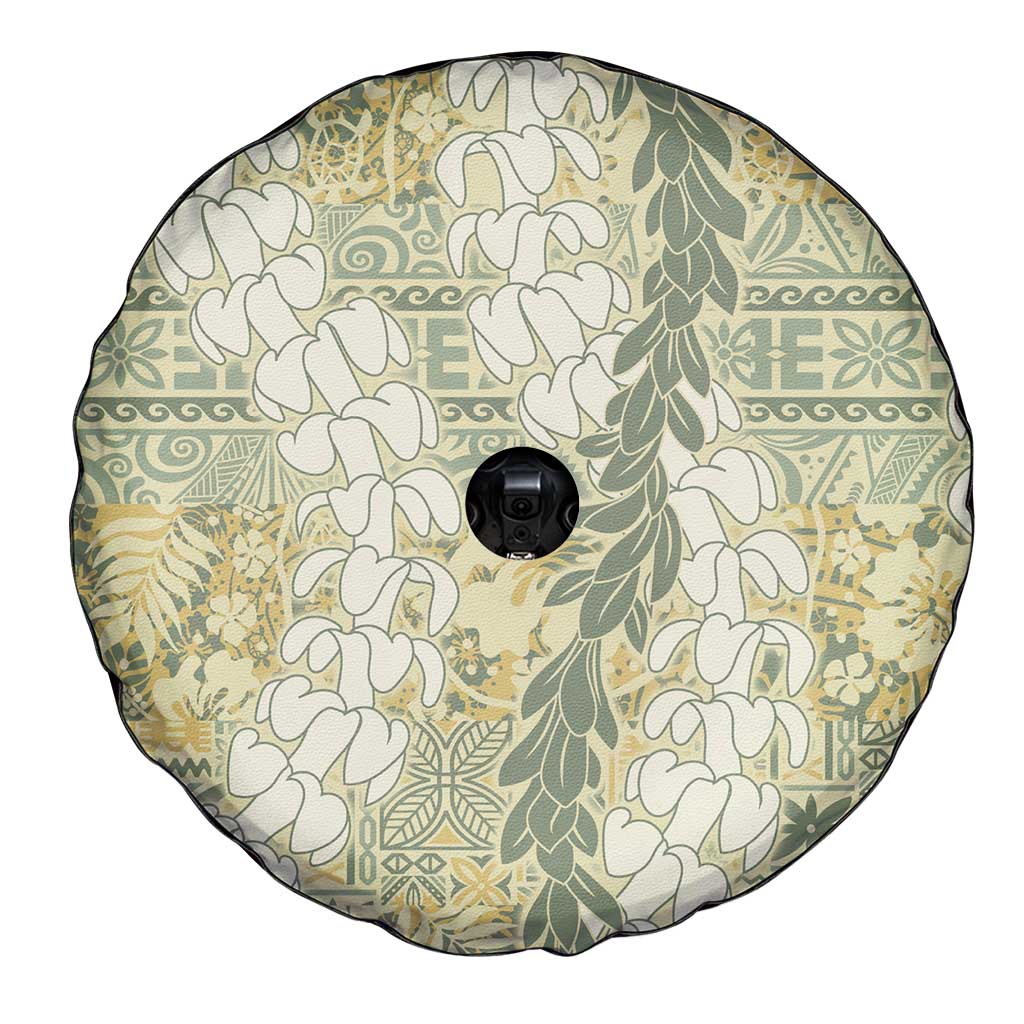 Vintage Puakenikeni and Maile Lei Spare Tire Cover Hawaiian Style Tribal Tapa Double Strand Lei LT9 - Polynesian Pride