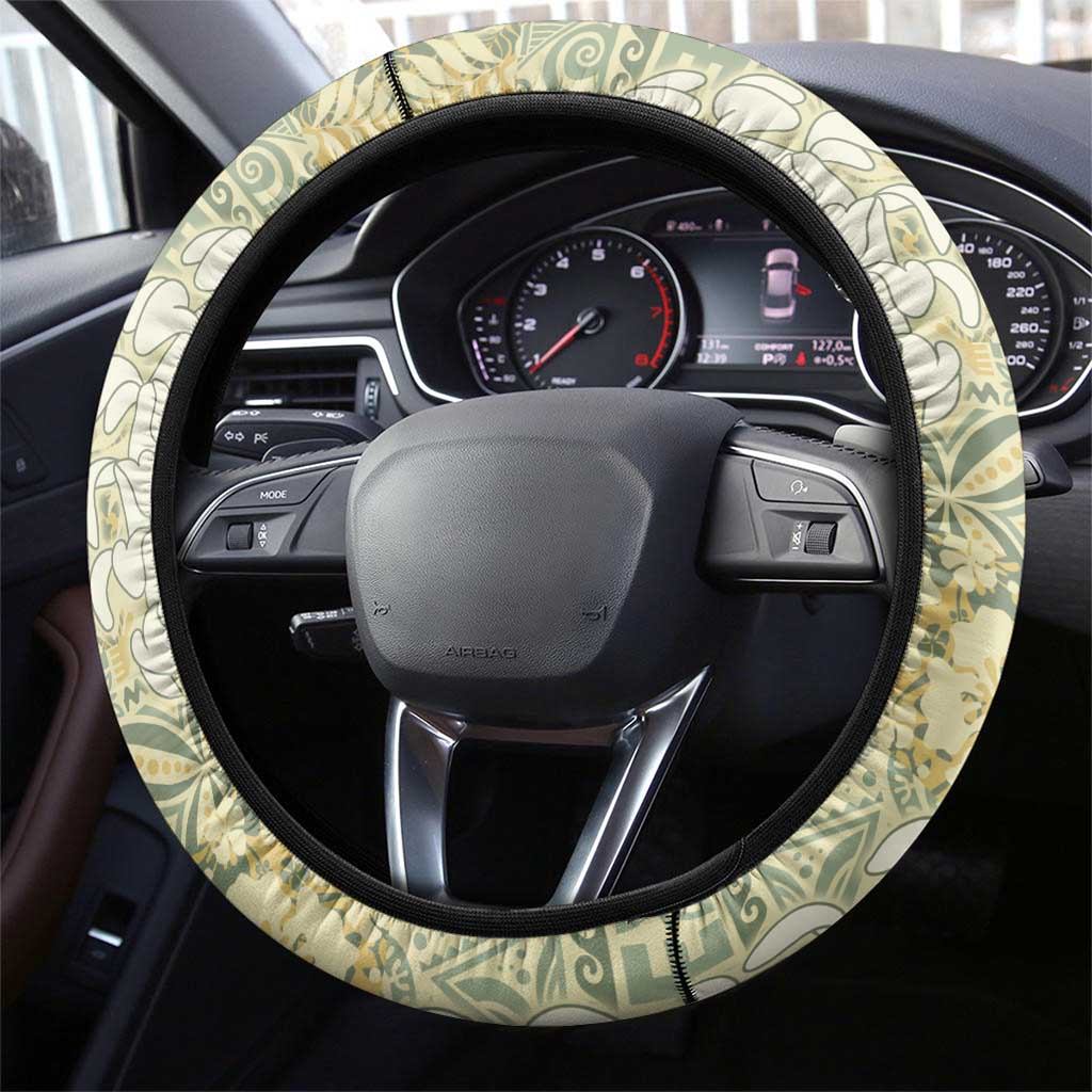 Vintage Puakenikeni and Maile Lei Steering Wheel Cover Hawaiian Style Tribal Tapa Double Strand Lei LT9 - Polynesian Pride