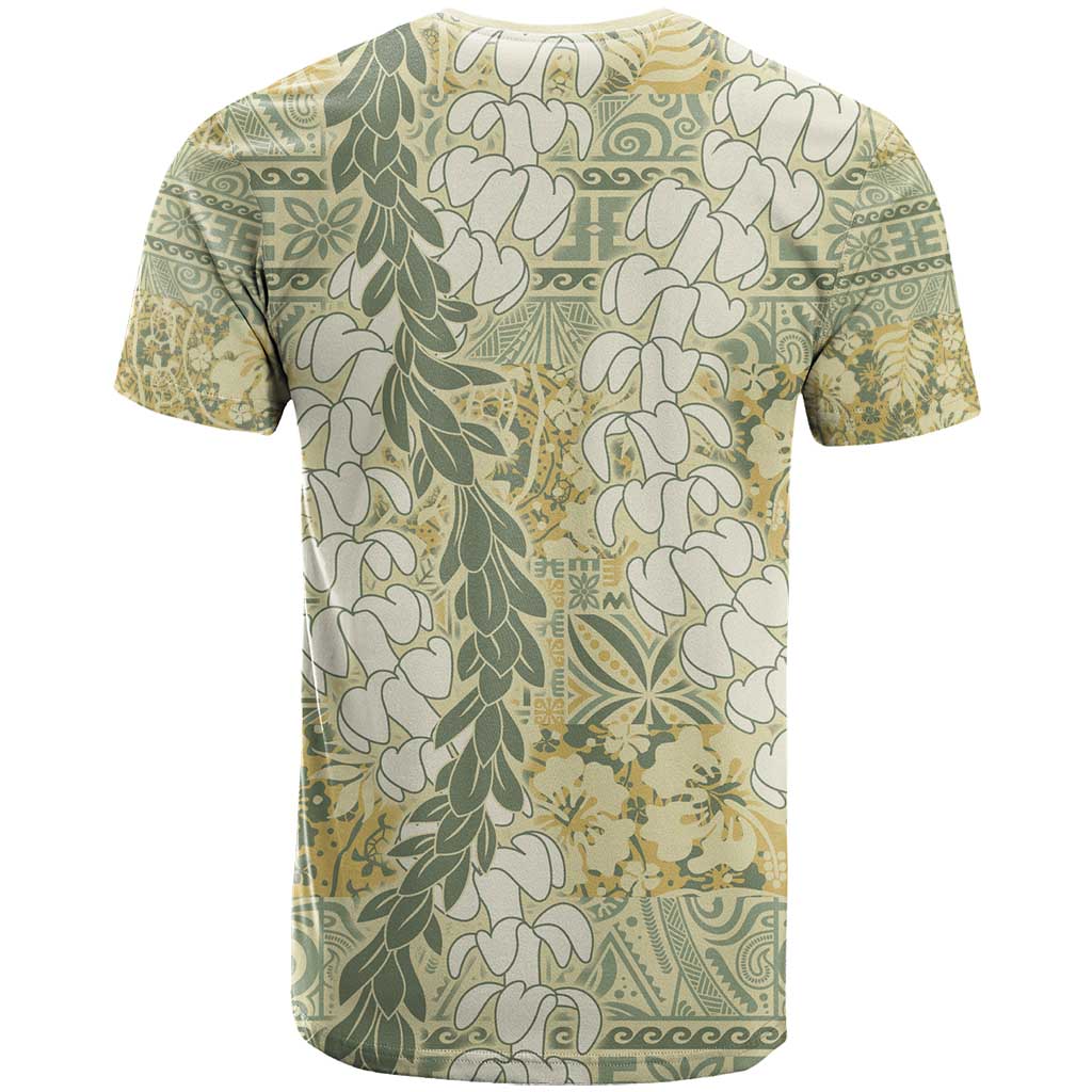 Vintage Puakenikeni and Maile Lei T Shirt Hawaiian Style Tribal Tapa Double Strand Lei LT9 - Polynesian Pride