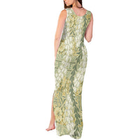 Vintage Puakenikeni and Maile Lei Tank Maxi Dress Hawaiian Style Tribal Tapa Double Strand Lei LT9 - Polynesian Pride