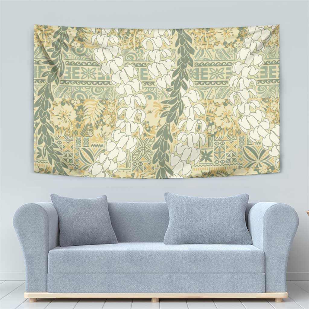 Vintage Puakenikeni and Maile Lei Tapestry Hawaiian Style Tribal Tapa Double Strand Lei LT9 - Polynesian Pride