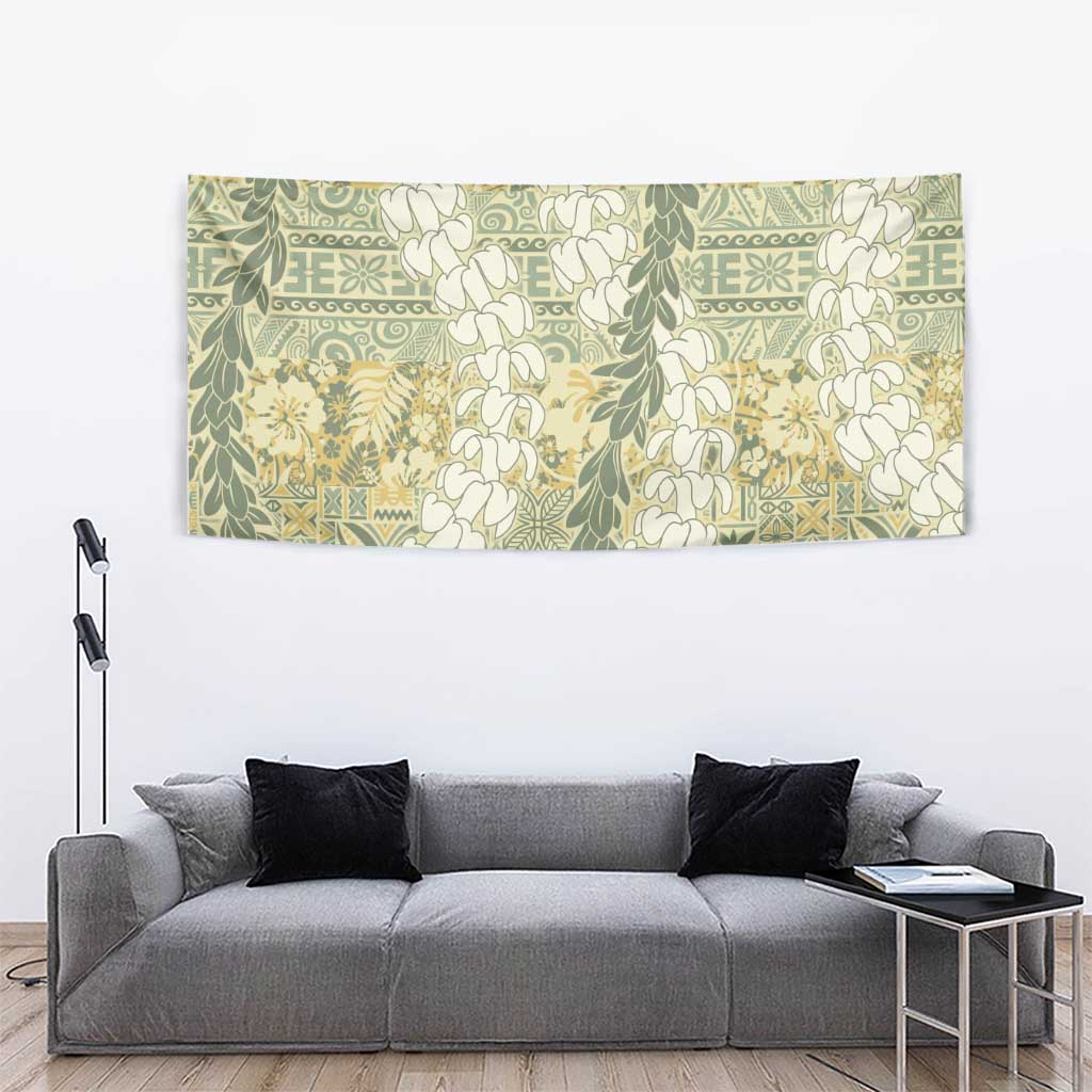 Vintage Puakenikeni and Maile Lei Tapestry Hawaiian Style Tribal Tapa Double Strand Lei LT9 - Polynesian Pride
