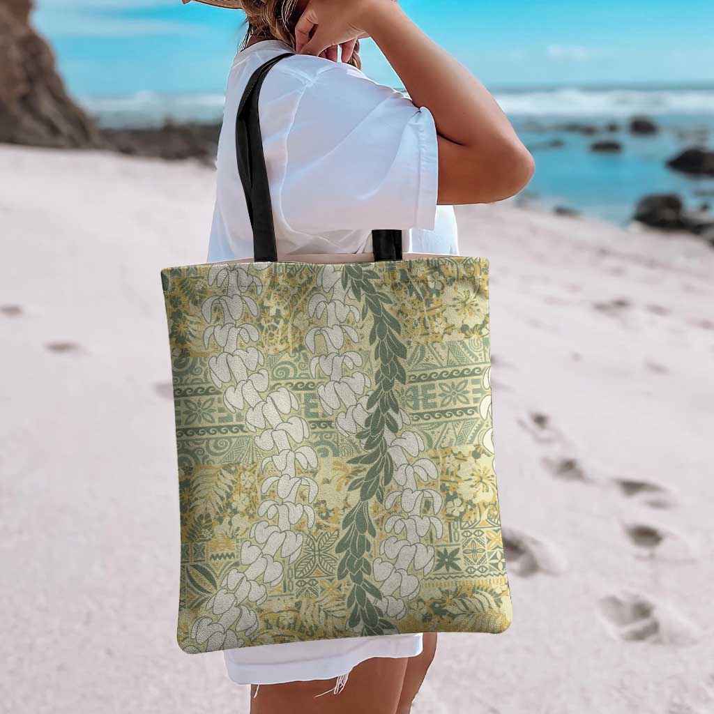 Vintage Puakenikeni and Maile Lei Tote Bag Hawaiian Style Tribal Tapa Double Strand Lei LT9 - Polynesian Pride