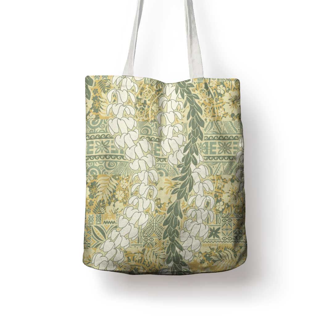 Vintage Puakenikeni and Maile Lei Tote Bag Hawaiian Style Tribal Tapa Double Strand Lei LT9 - Polynesian Pride