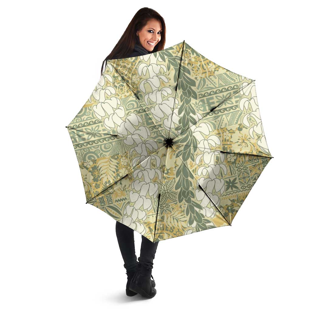 Vintage Puakenikeni and Maile Lei Umbrella Hawaiian Style Tribal Tapa Double Strand Lei LT9 - Polynesian Pride
