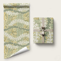 Vintage Puakenikeni and Maile Lei Wrapping Paper Hawaiian Style Tribal Tapa Double Strand Lei LT9 58" × 23" Vintage - Polynesian Pride