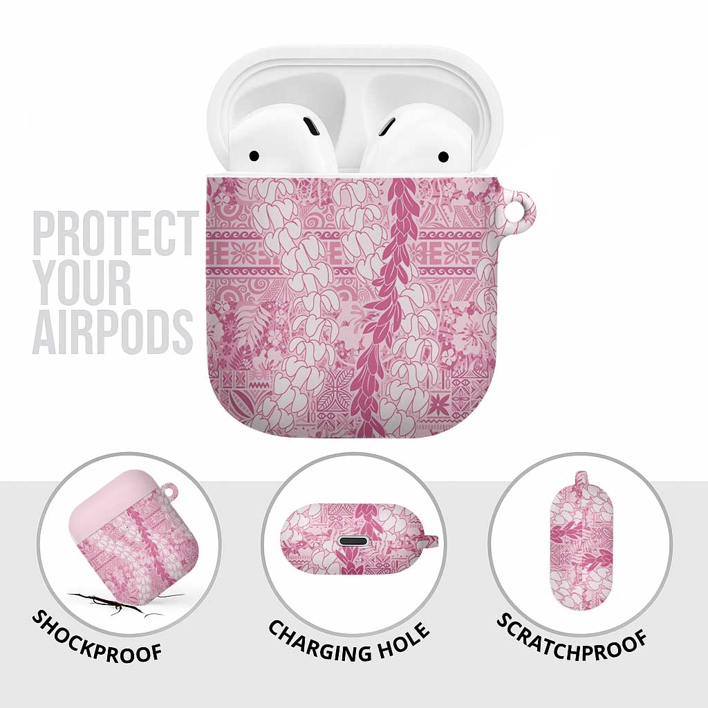 Pink Puakenikeni and Maile Lei AirPods Case Hawaiian Style Tribal Tapa Double Strand Lei LT9 - Polynesian Pride