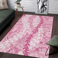 Pink Puakenikeni and Maile Lei Area Rug Hawaiian Style Tribal Tapa Double Strand Lei LT9 Pink - Polynesian Pride