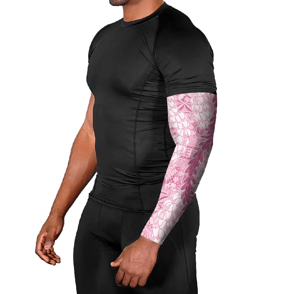 Pink Puakenikeni and Maile Lei Arm Sleeves Hawaiian Style Tribal Tapa Double Strand Lei LT9 - Polynesian Pride