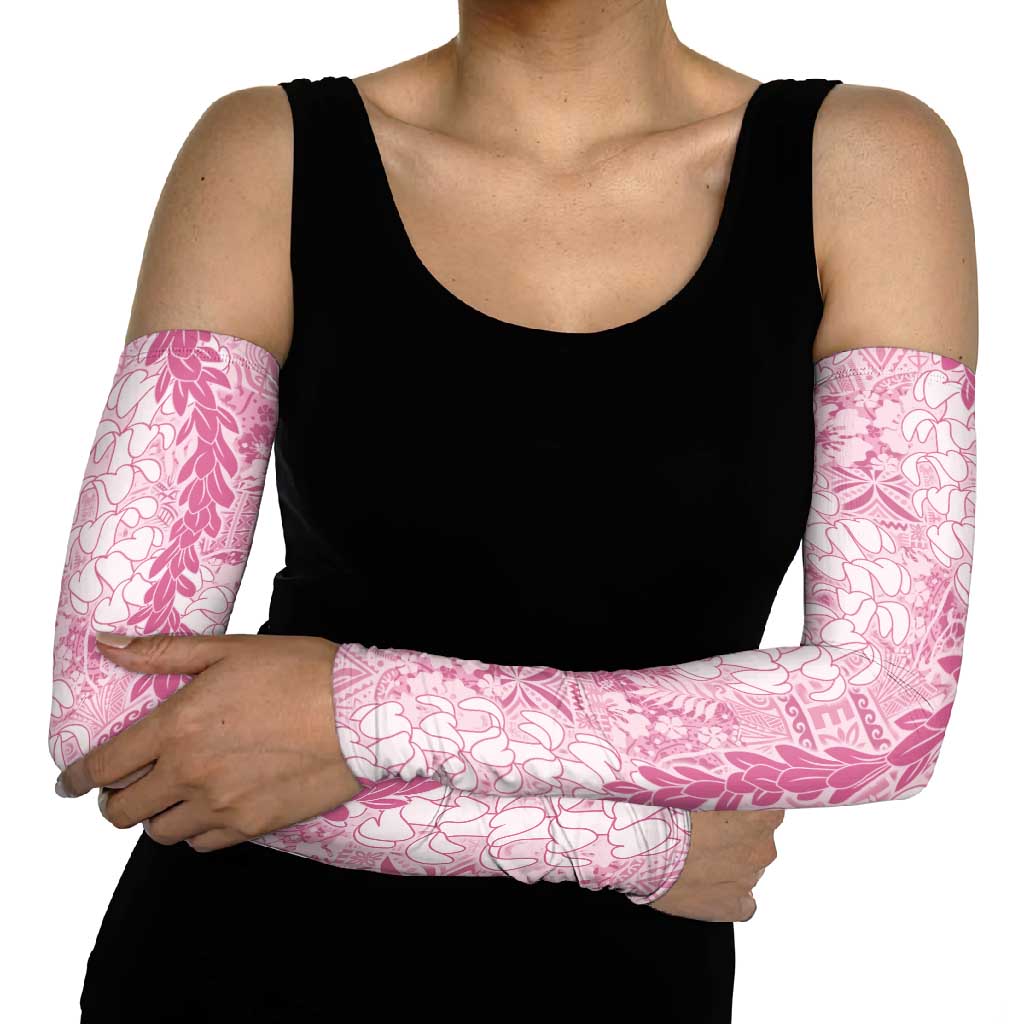Pink Puakenikeni and Maile Lei Arm Sleeves Hawaiian Style Tribal Tapa Double Strand Lei LT9 - Polynesian Pride