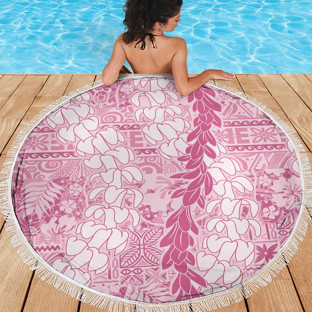Pink Puakenikeni and Maile Lei Beach Blanket Hawaiian Style Tribal Tapa Double Strand Lei LT9 - Polynesian Pride