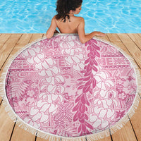 Pink Puakenikeni and Maile Lei Beach Blanket Hawaiian Style Tribal Tapa Double Strand Lei LT9 - Polynesian Pride